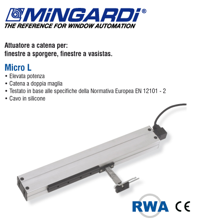 MOTORE A CATENA FINESTRE VASISTAS MINGARDI NERO MICRO KIT AUTOMAZIONE WINDOW